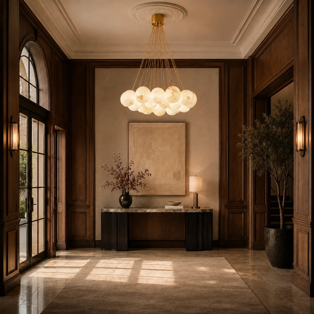 GOODNEST AURORA | Alabaster Globe Chandelier
