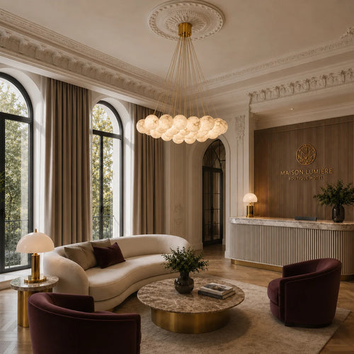 GOODNEST AURORA | Alabaster Globe Chandelier