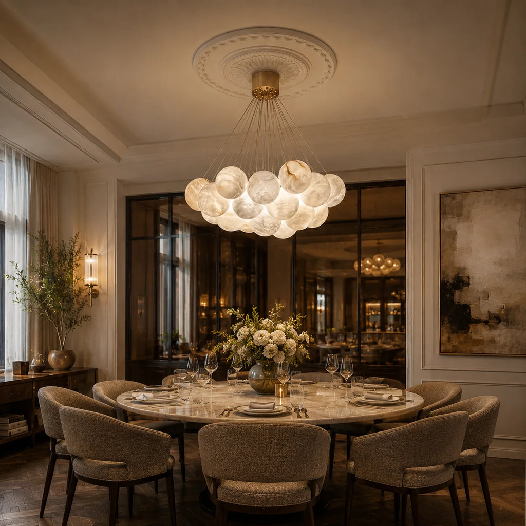 GOODNEST AURORA | Alabaster Globe Chandelier