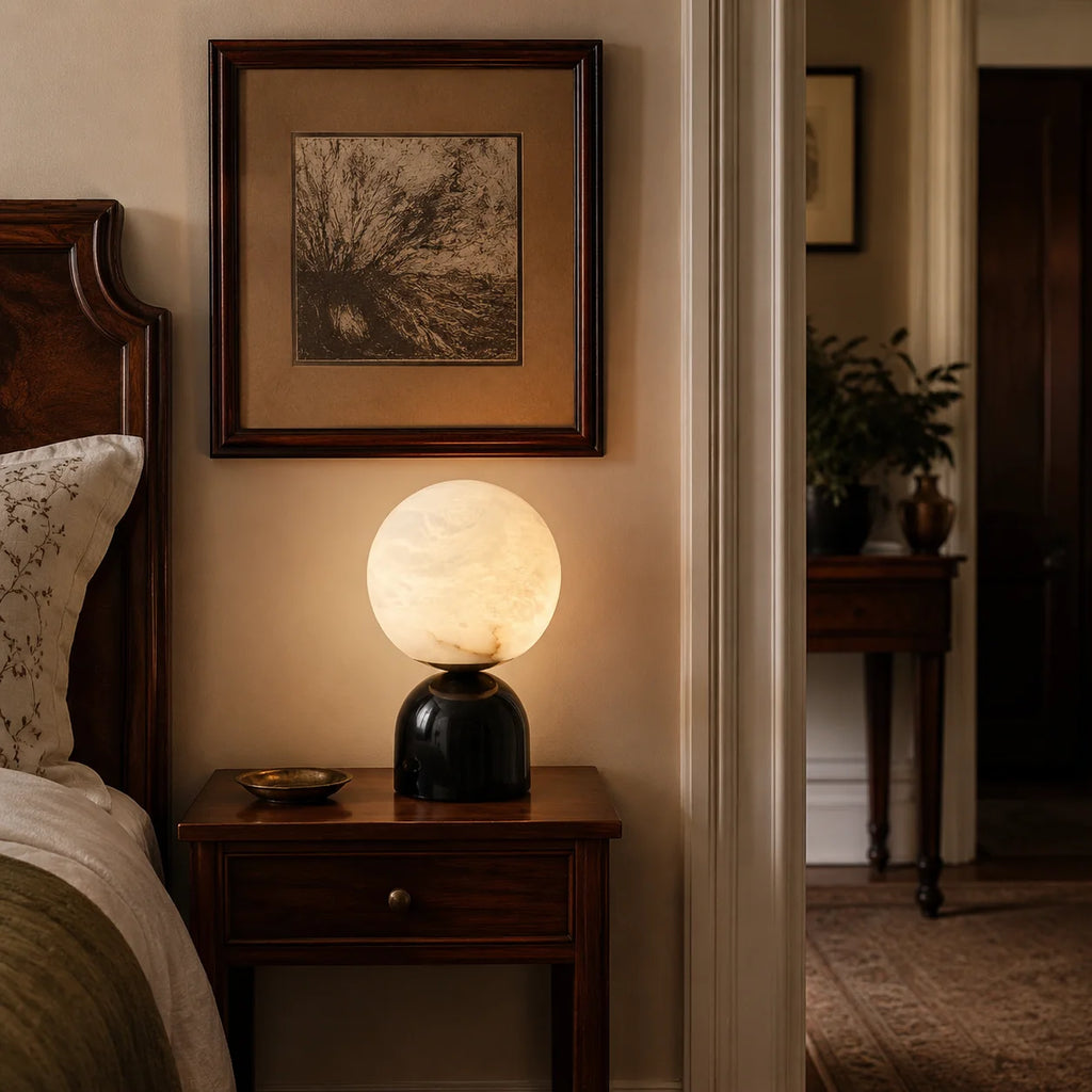 GOODNEST LUNA | Alabaster Globe Table Lamp