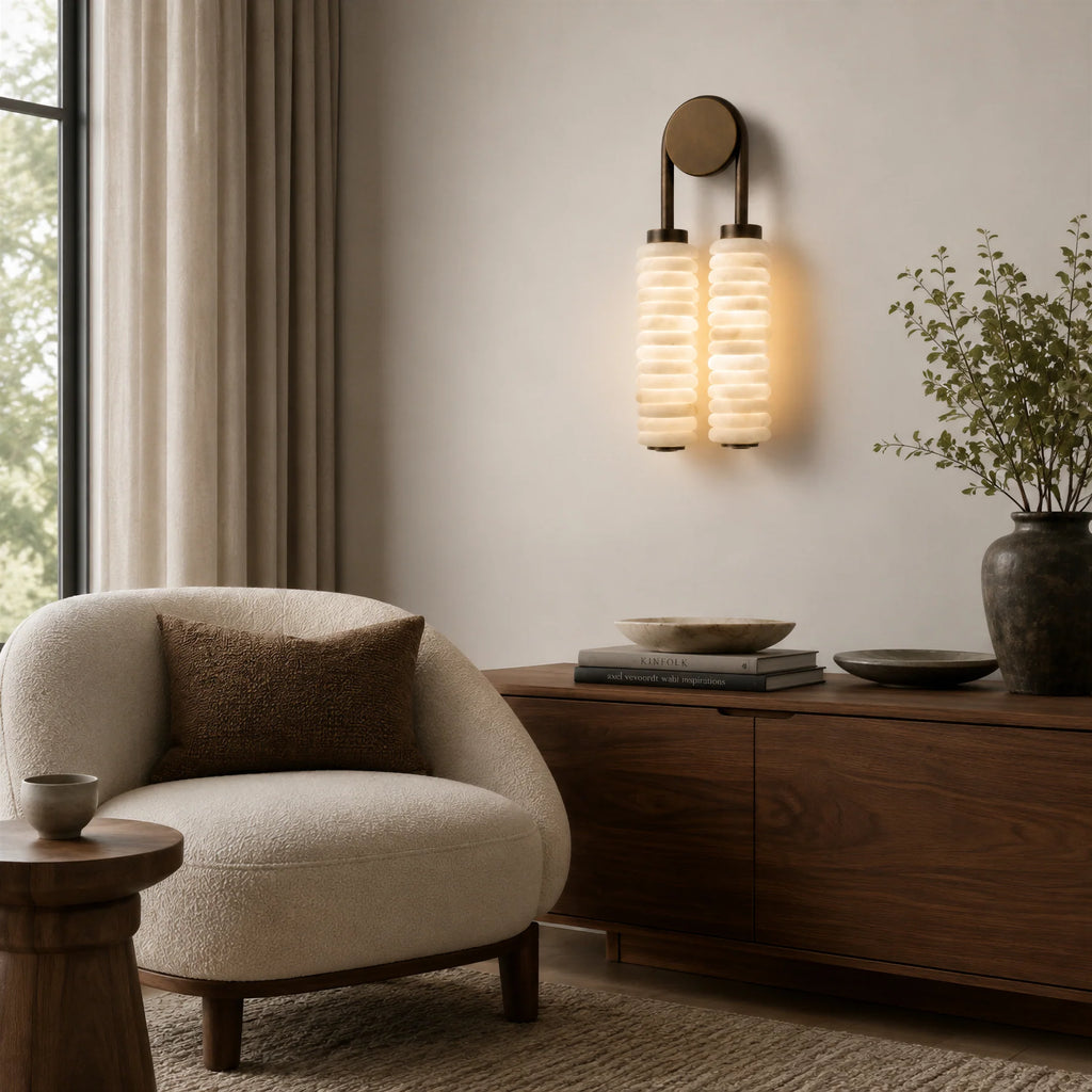 GOODNEST CORNICE | Alabaster Ribbed Wall Light