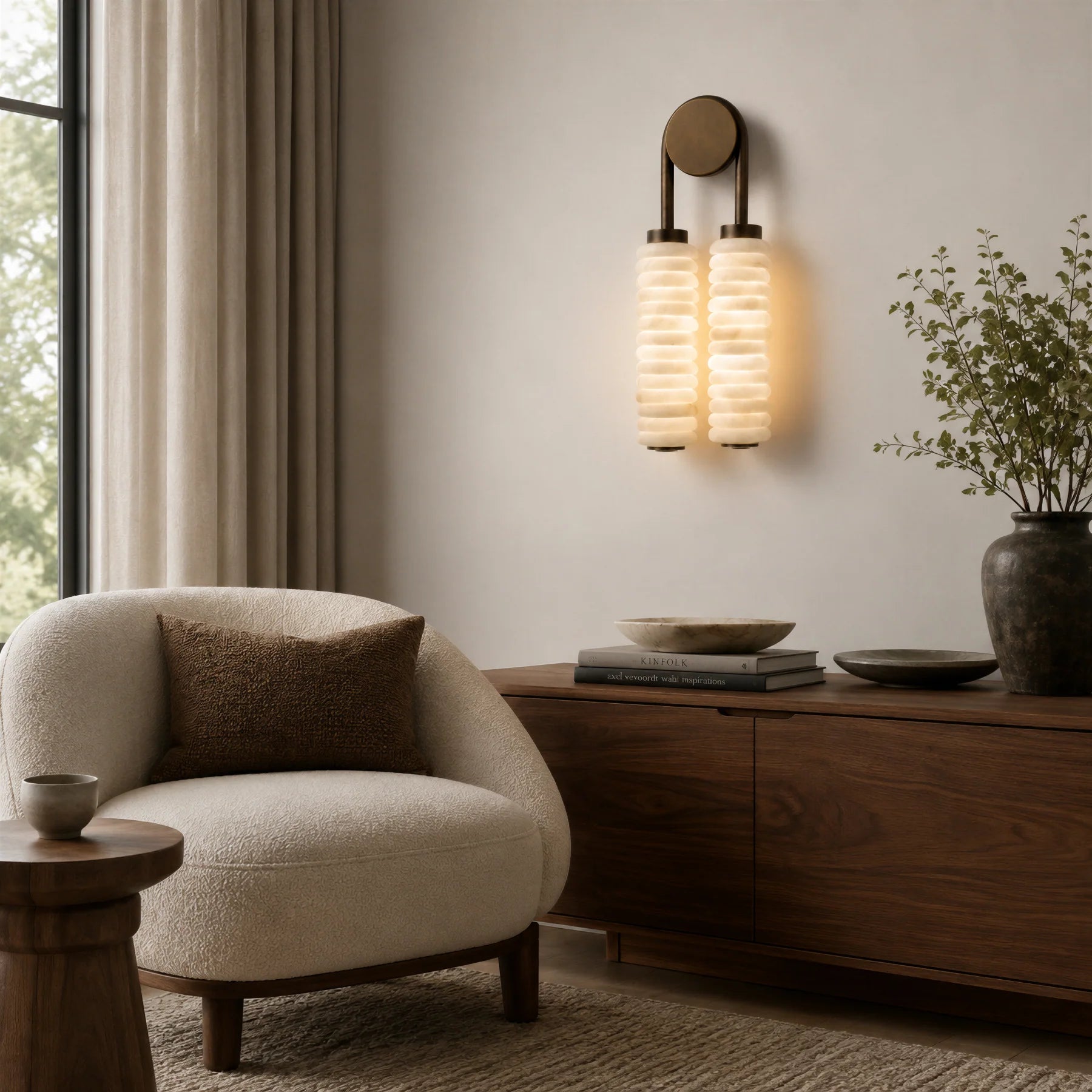 GOODNEST CORNICE | Alabaster Ribbed Wall Light