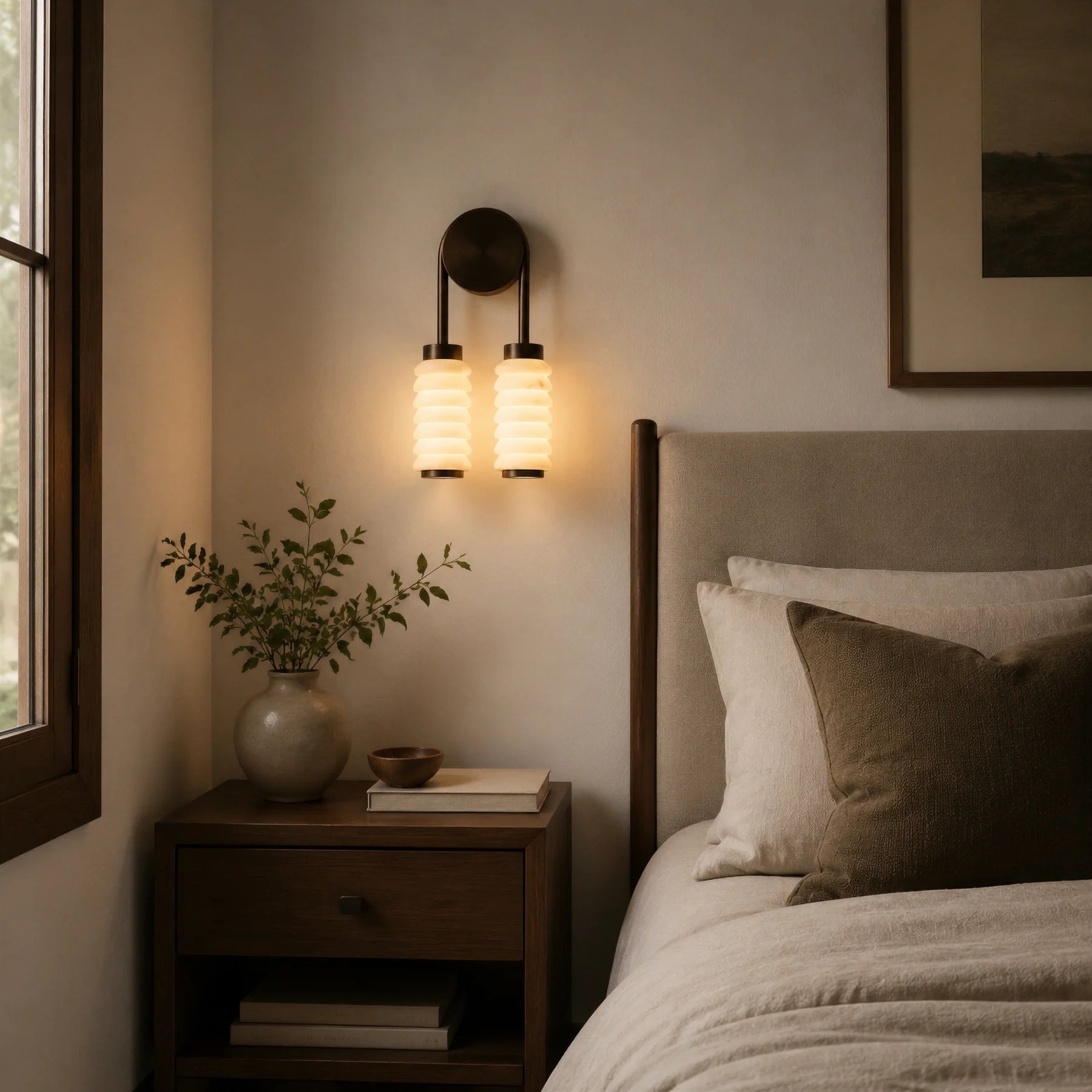 GOODNEST CORNICE | Alabaster Ribbed Wall Light