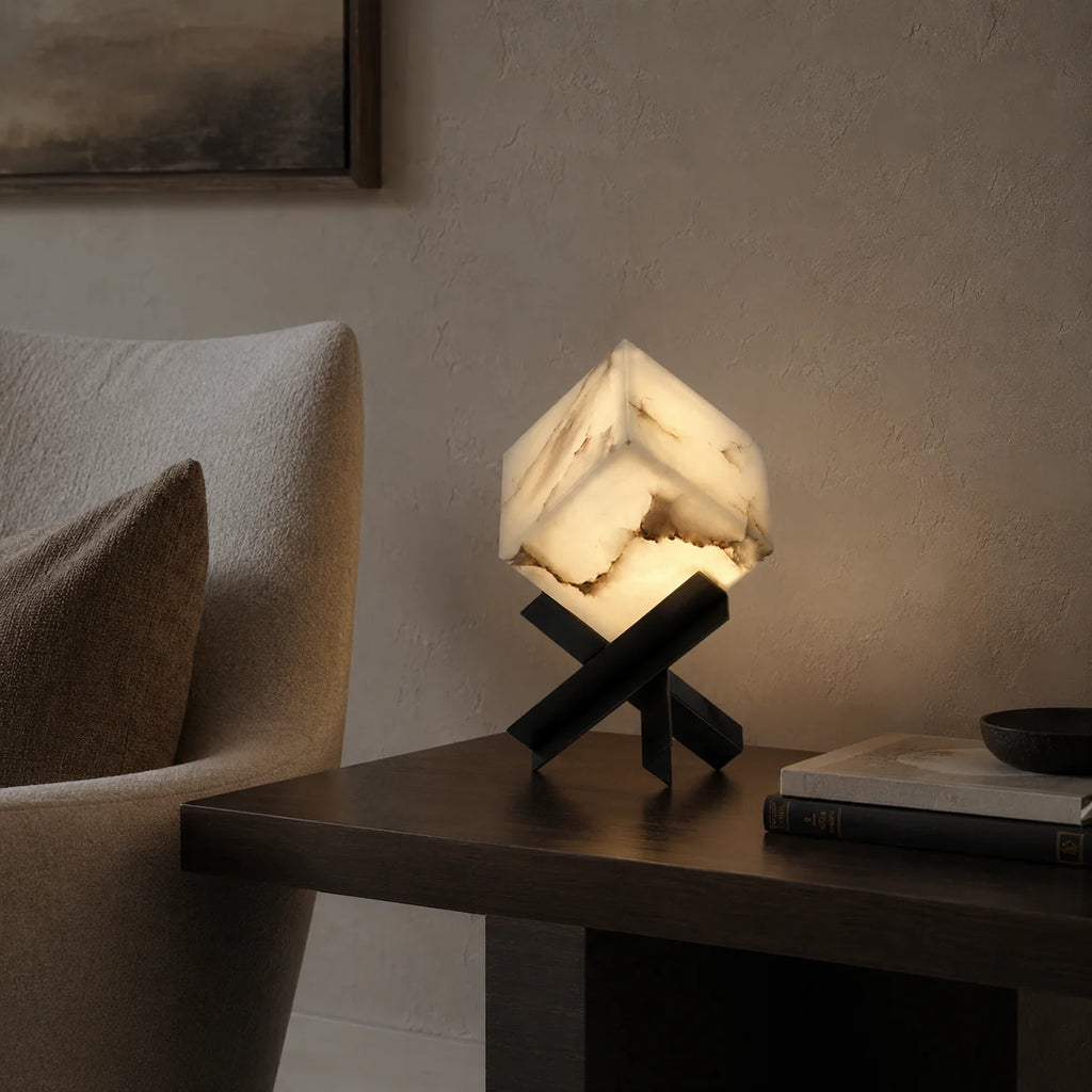 GOODNEST FACET | Alabaster Cube Table Lamp
