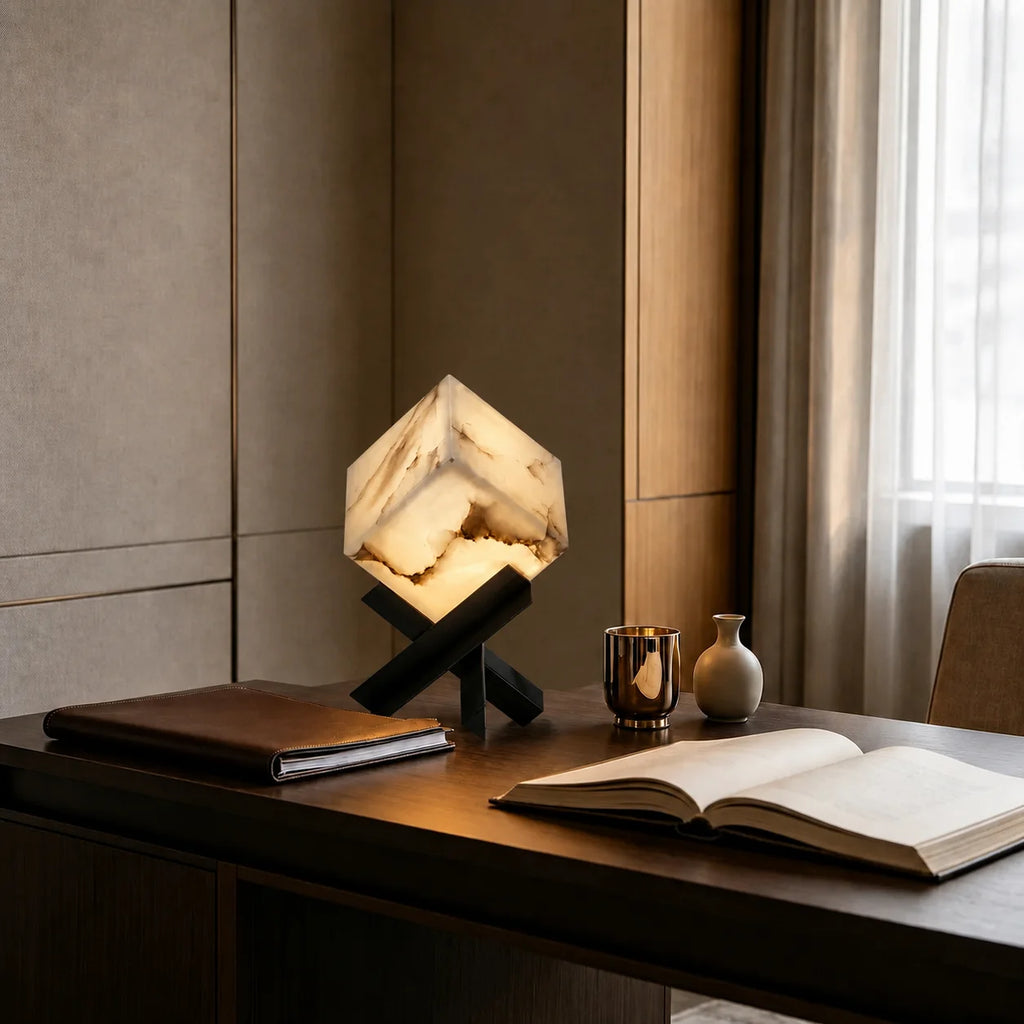 GOODNEST FACET | Alabaster Cube Table Lamp