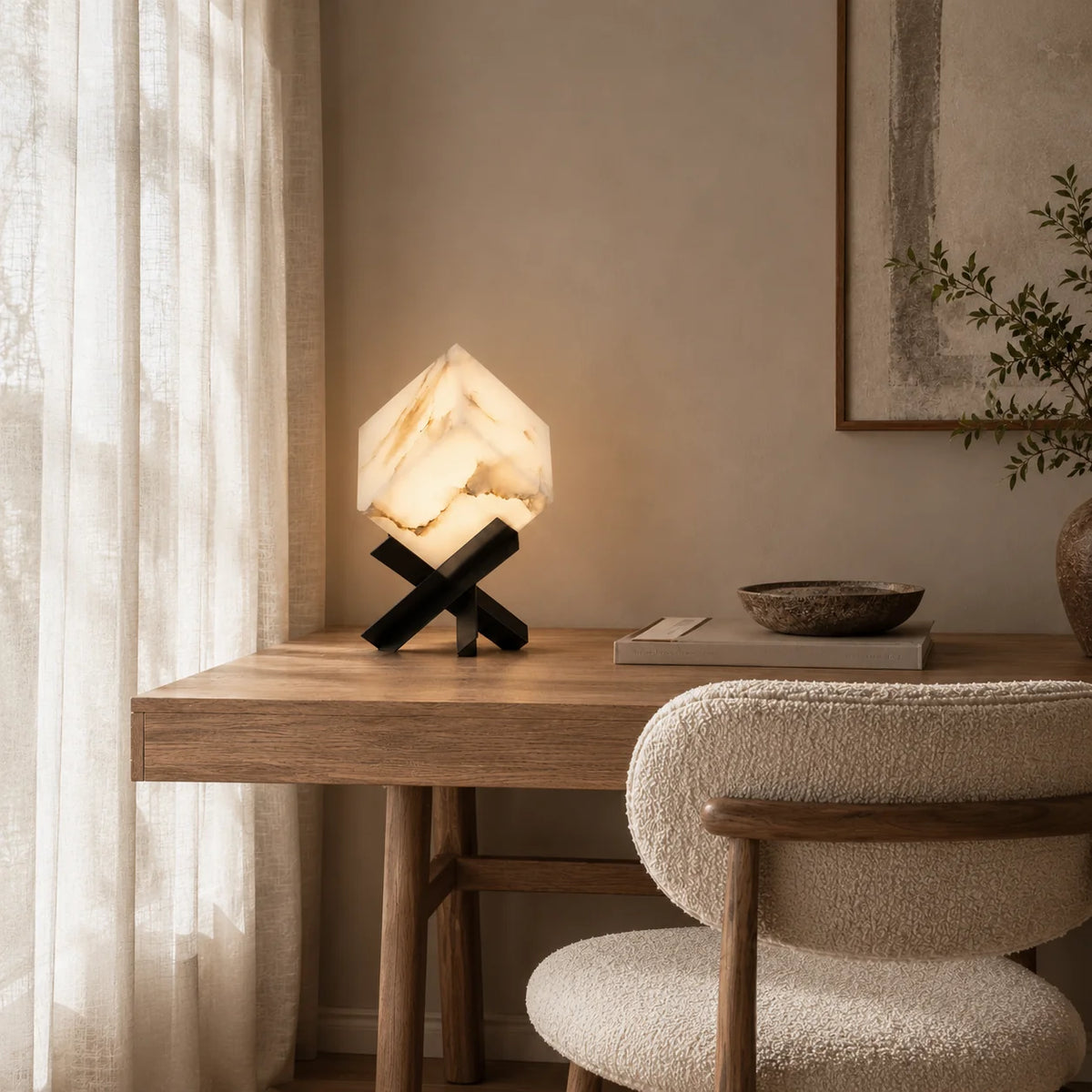 GOODNEST FACET | Alabaster Cube Table Lamp