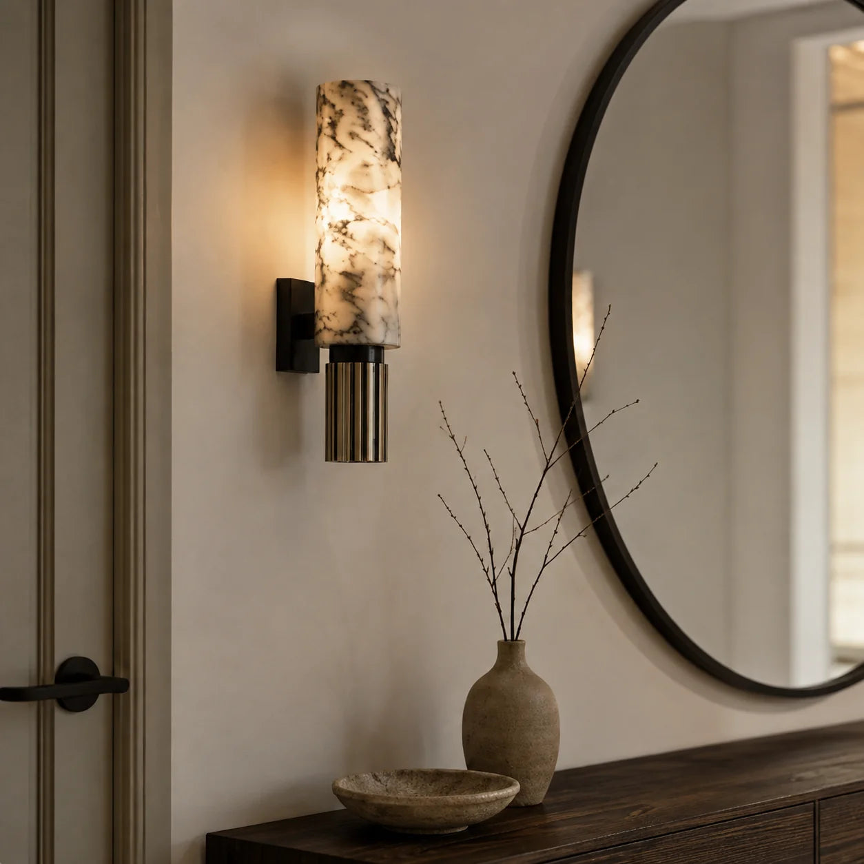 GOODNEST QUARRY | Alabaster Cylinder Wall Light
