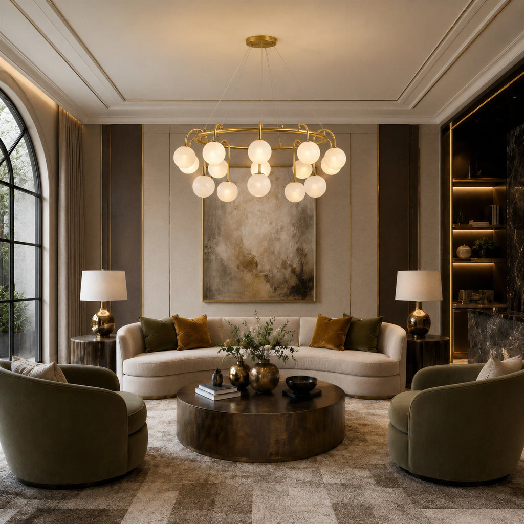 GOODNEST ATRIUM | Alabaster Globe Ring Chandelier