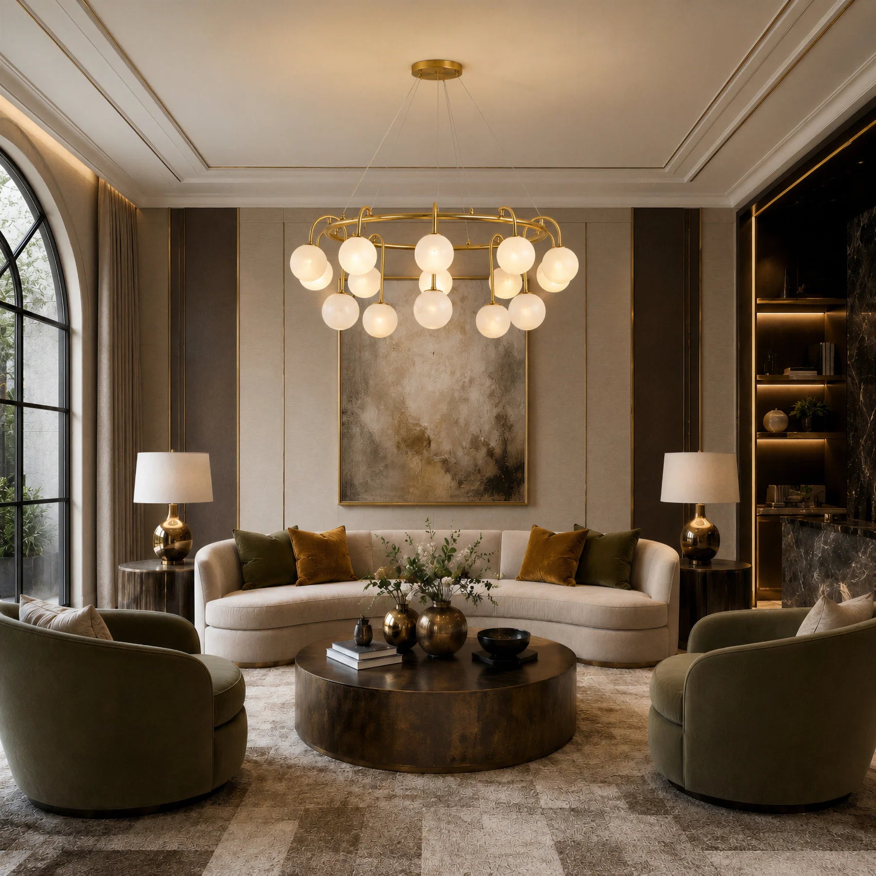 GOODNEST ATRIUM | Alabaster Globe Ring Chandelier