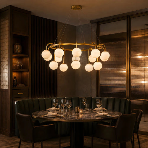 GOODNEST ATRIUM | Alabaster Globe Ring Chandelier