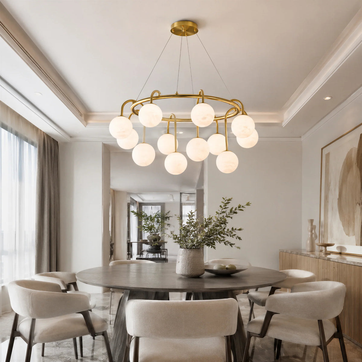 GOODNEST ATRIUM | Alabaster Globe Ring Chandelier