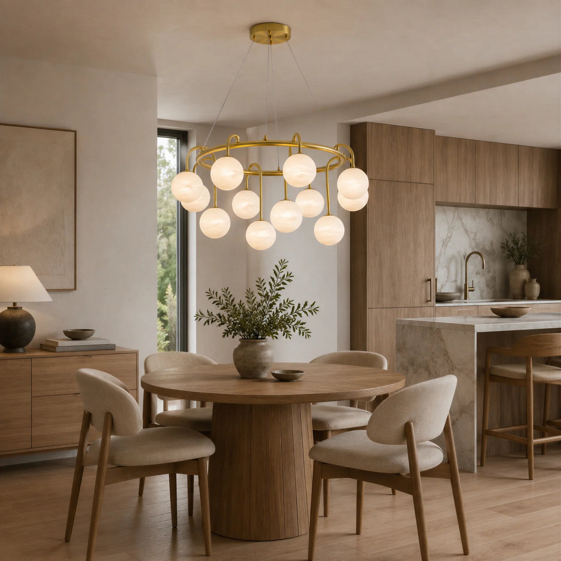 GOODNEST ATRIUM | Alabaster Globe Ring Chandelier