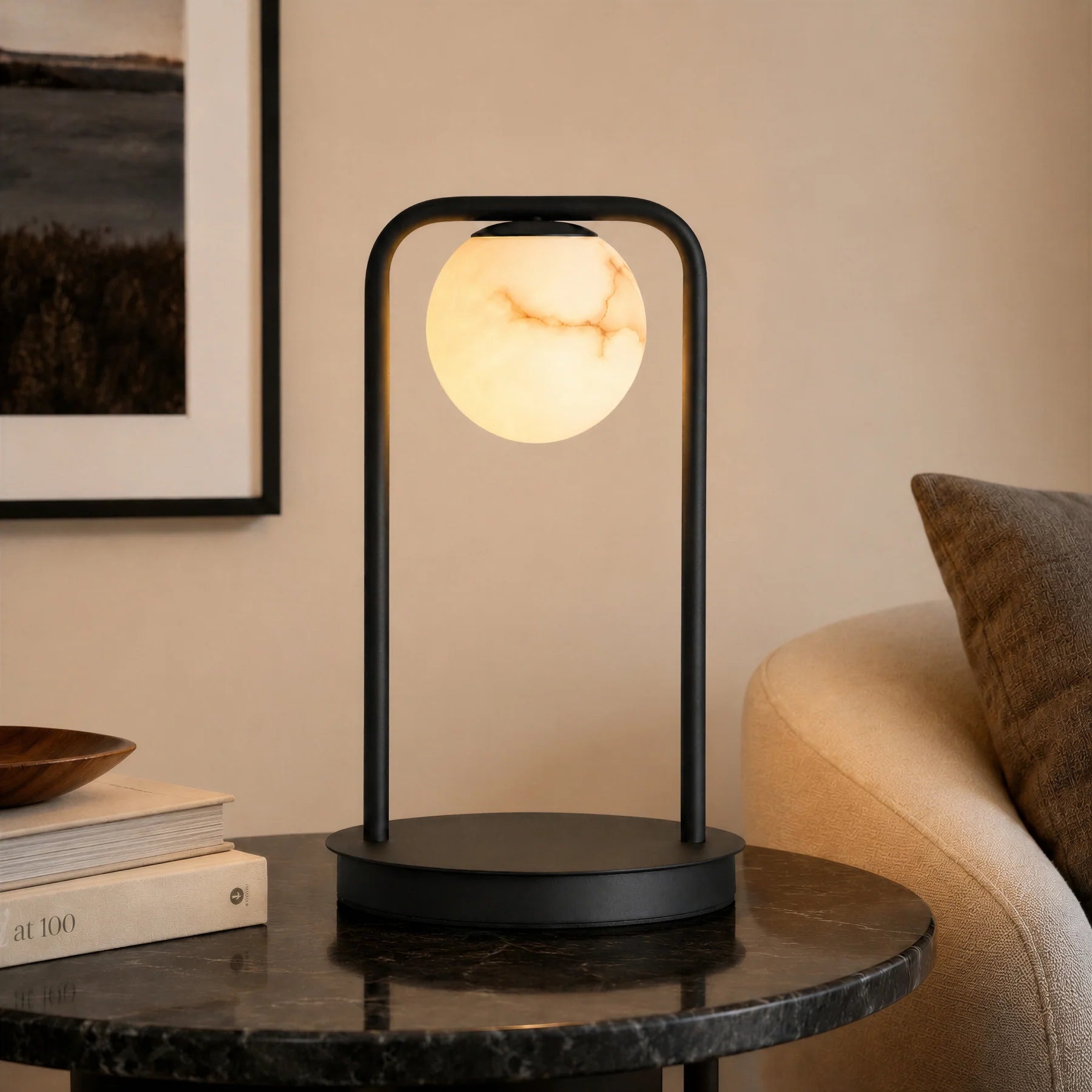 GOODNEST SOLACE | Alabaster Globe Table Lamp