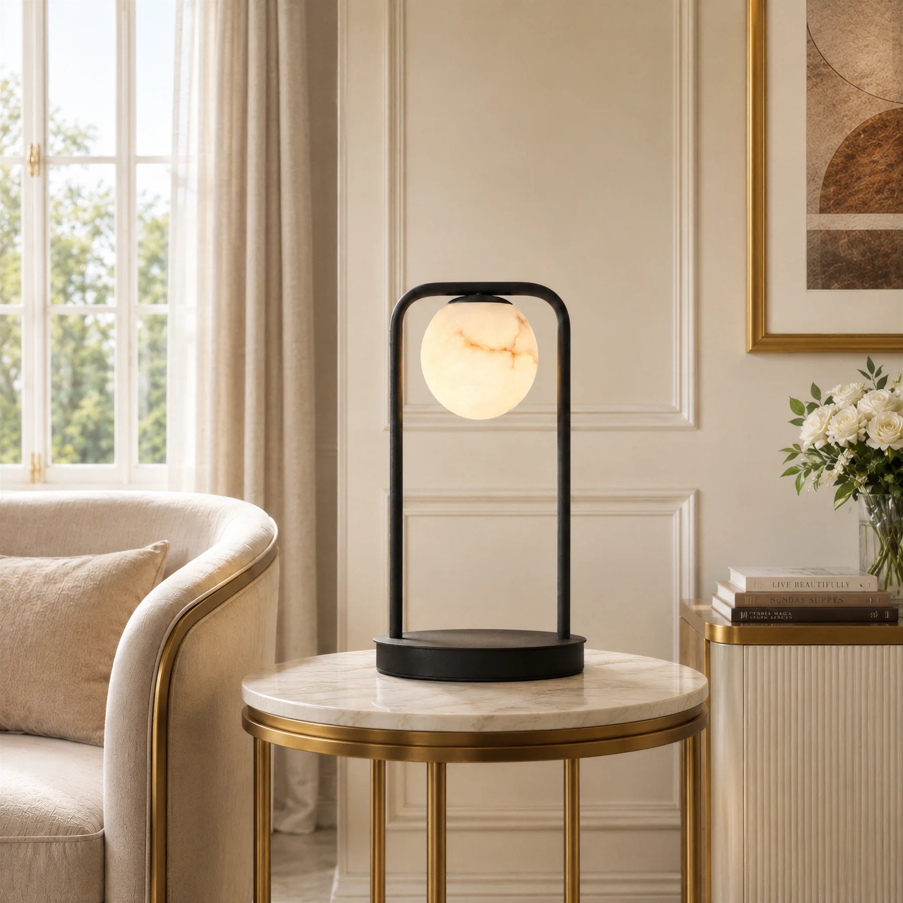 GOODNEST SOLACE | Alabaster Globe Table Lamp