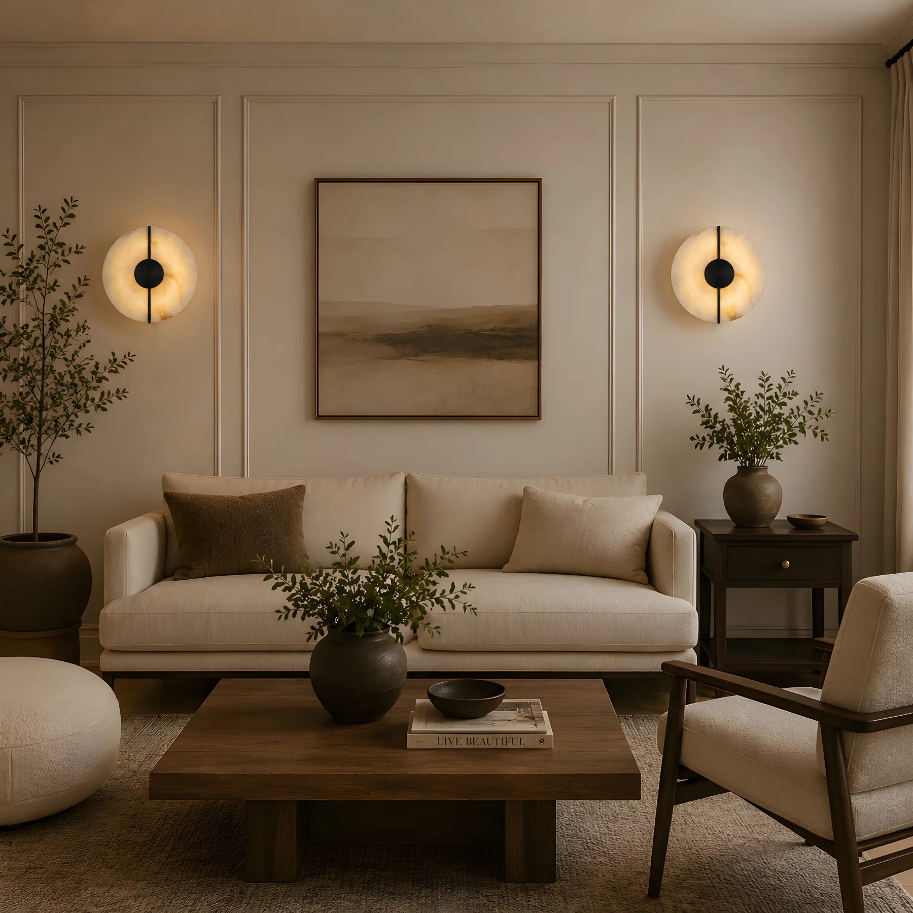 GOODNEST SOLSTICE | Alabaster Disc Wall Light