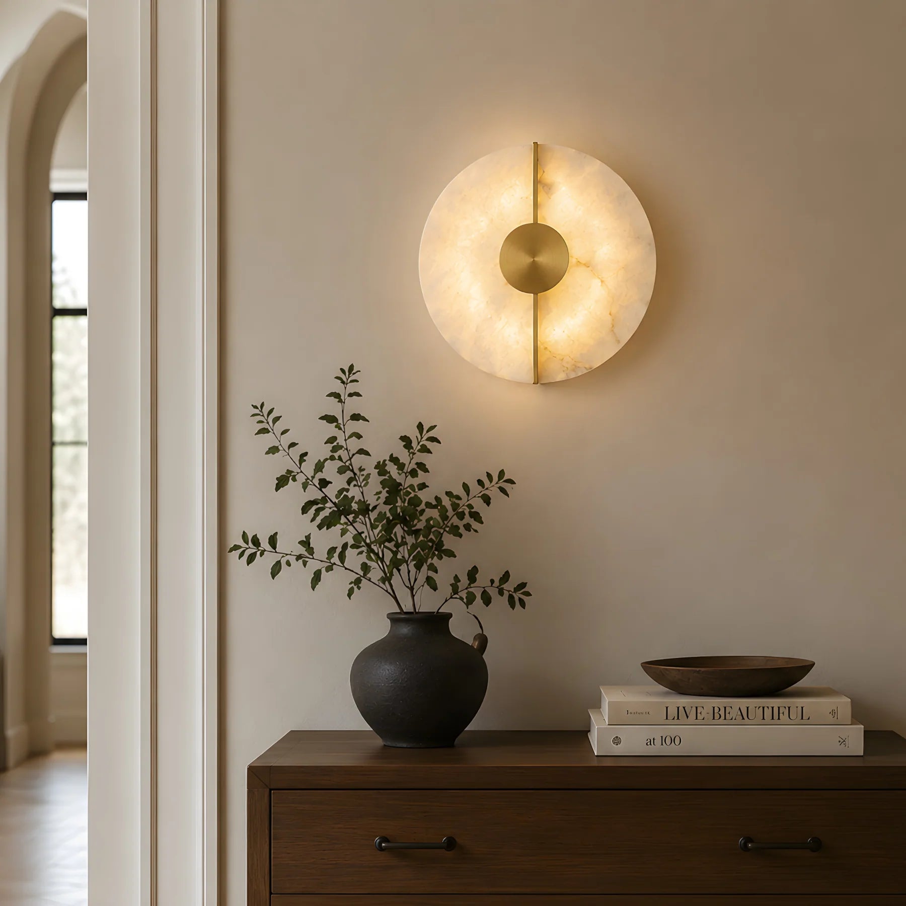 GOODNEST SOLSTICE | Alabaster Disc Wall Light
