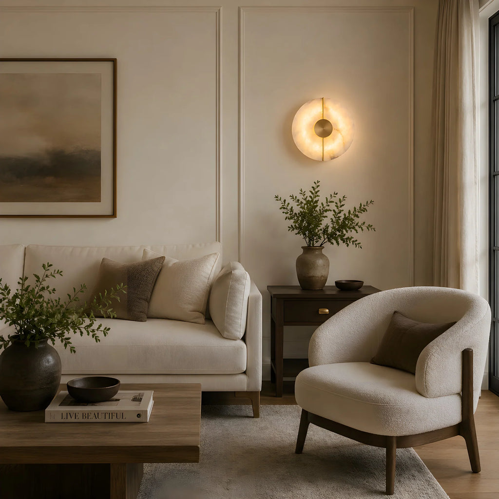 GOODNEST SOLSTICE | Alabaster Disc Wall Light