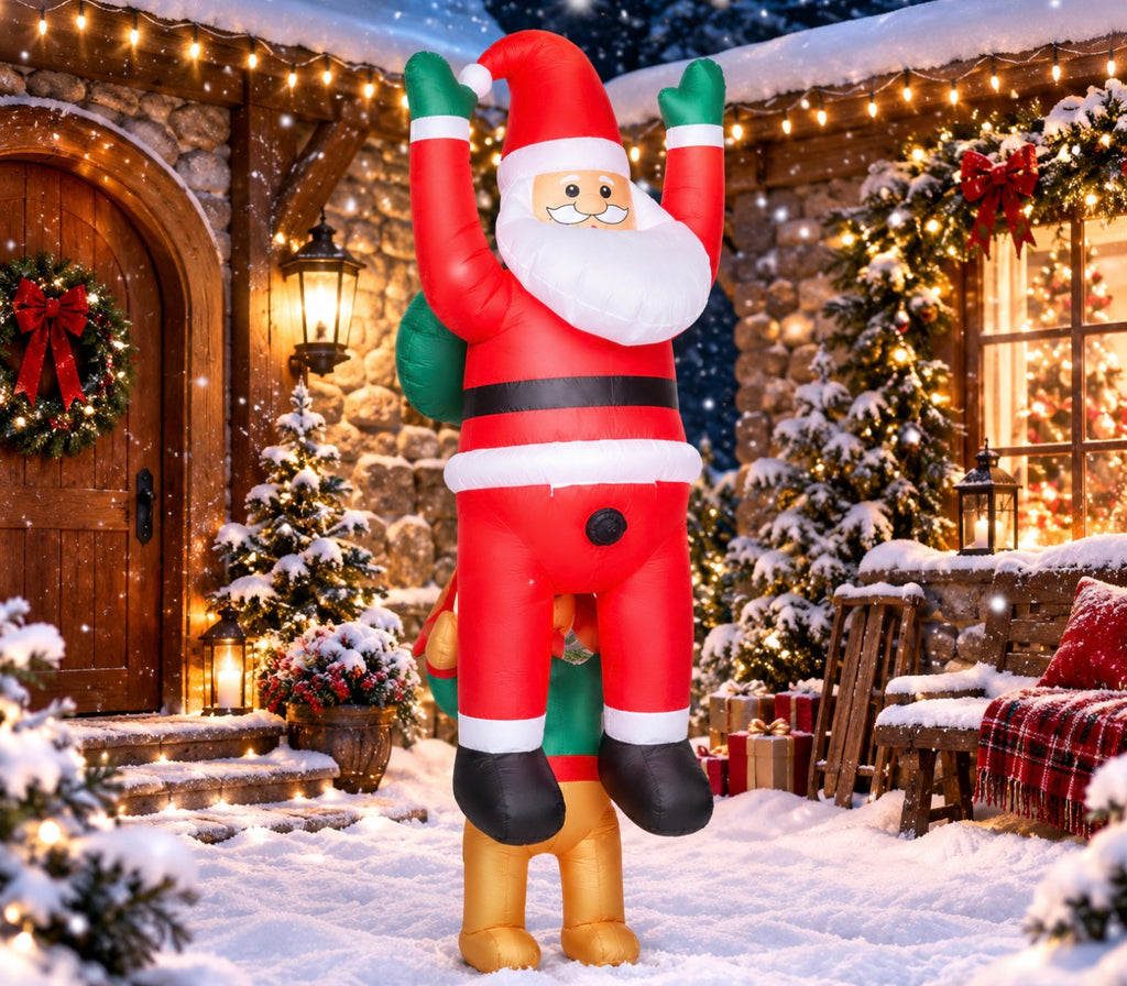 Chimney 7ft Hanging Inflatable Santa