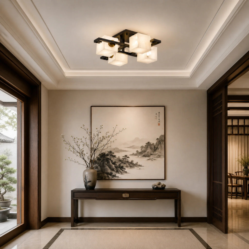 GOODNEST PRISM | Alabaster Cube Ceiling Light