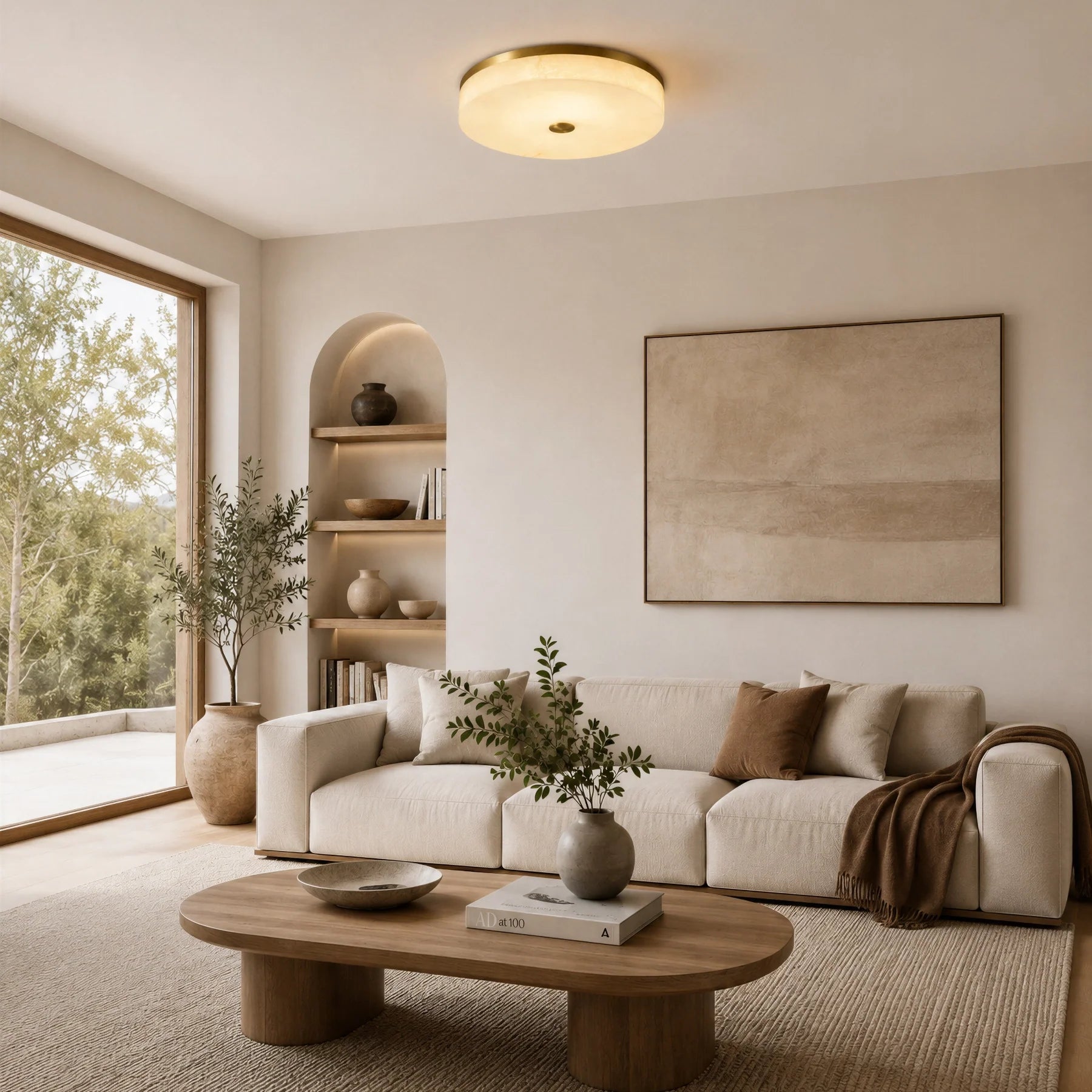 GOODNEST ZENITH | Alabaster Round Ceiling Light