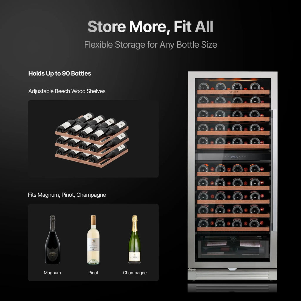 GOODNEST VAULT | 90-Bottle Dual-Zone Wine Fridge
