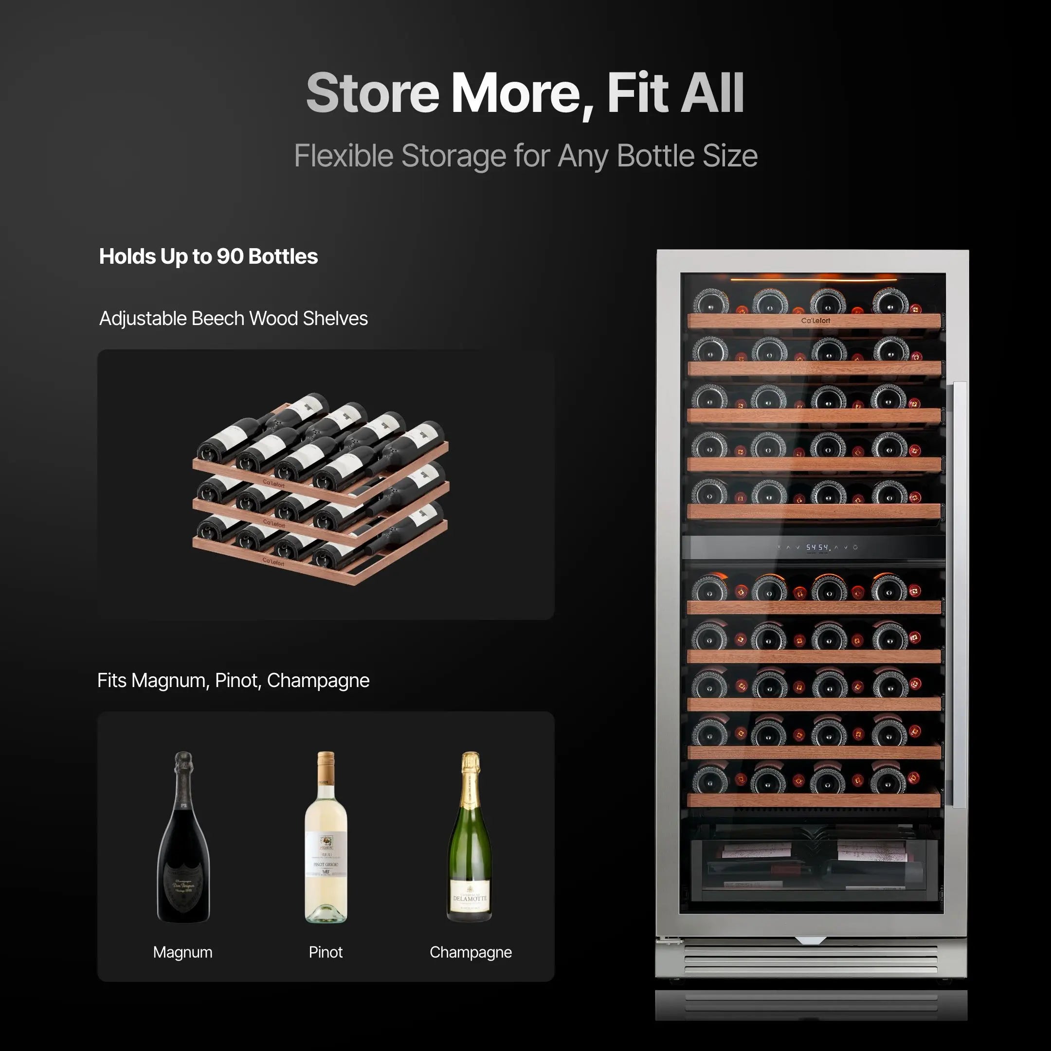GOODNEST VAULT | 90-Bottle Dual-Zone Wine Fridge