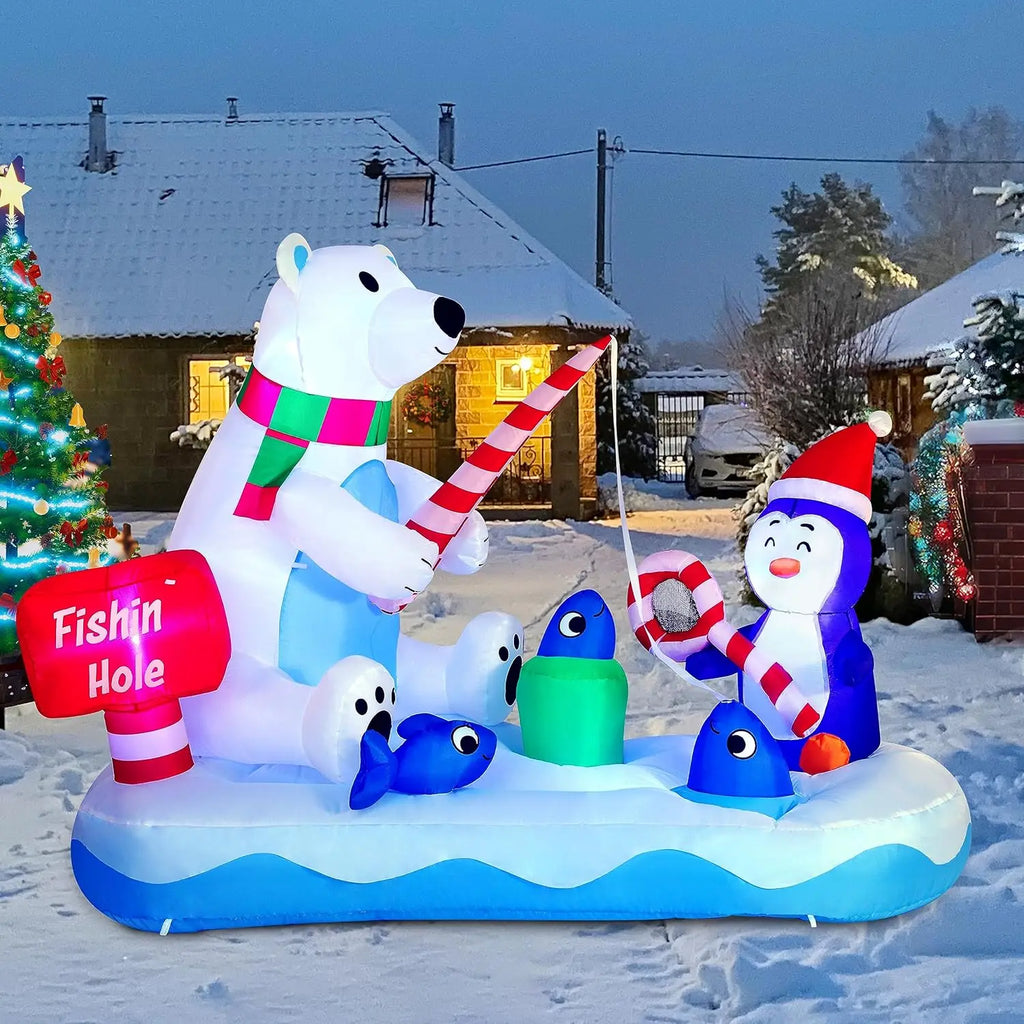 Tundra 6ft Inflatable Penguin & Bear - GoodNest