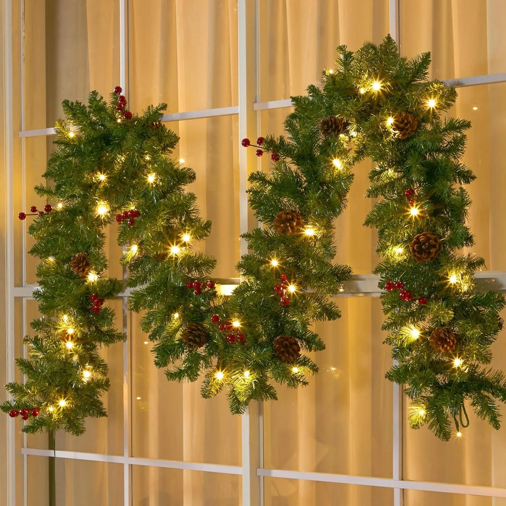 Mantel 9ft Pre-Lit Christmas Garland