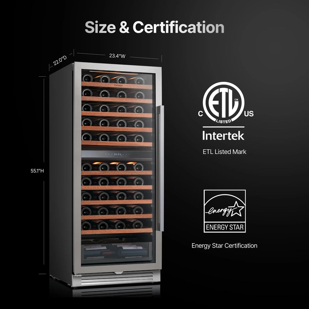 GOODNEST VAULT | 90-Bottle Dual-Zone Wine Fridge