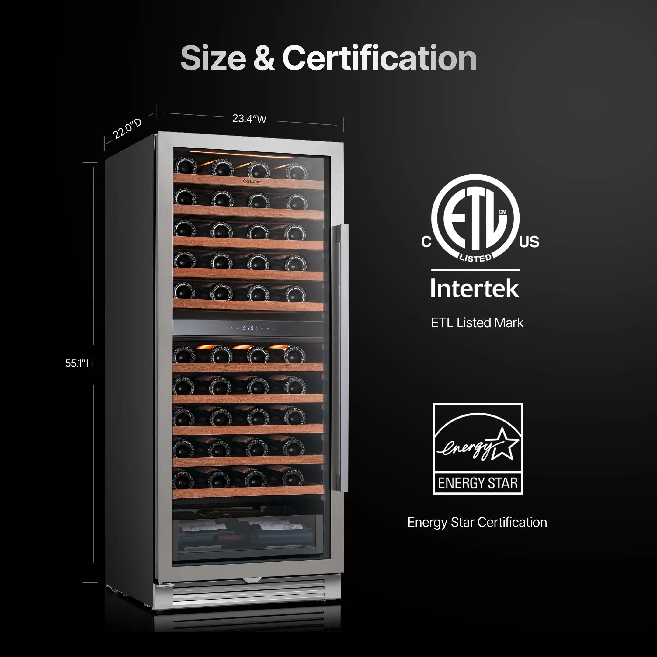 GOODNEST VAULT | 90-Bottle Dual-Zone Wine Fridge