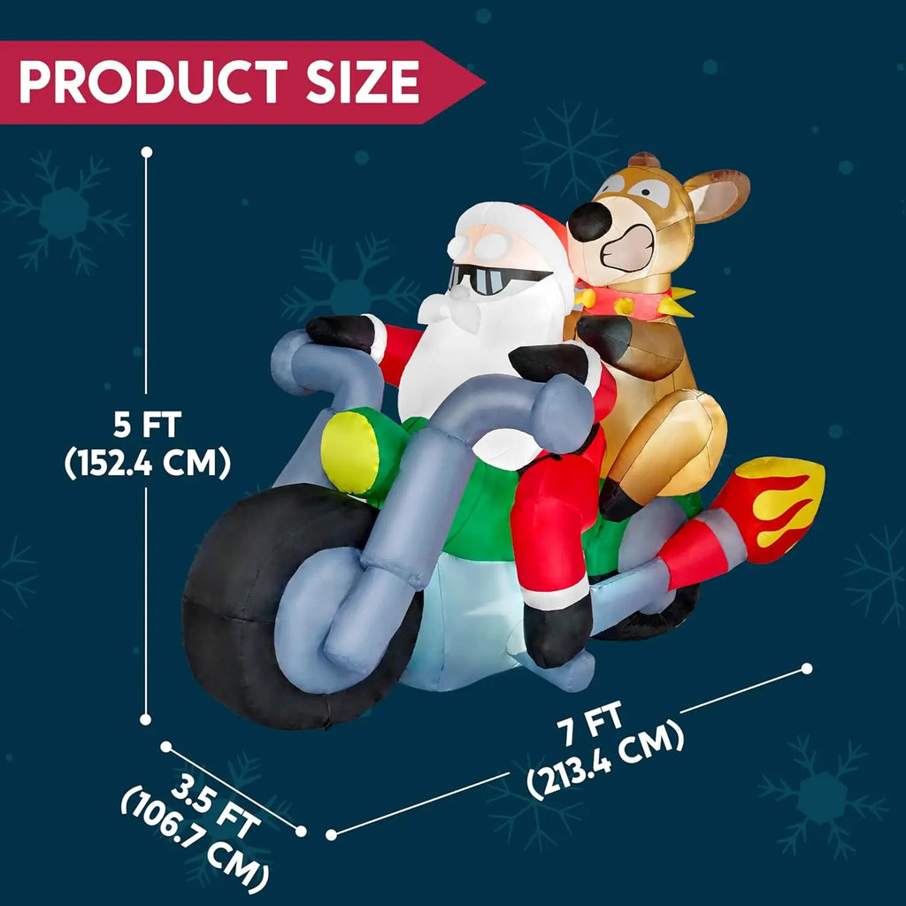 Rider 7ft Inflatable Santa on Motorcycle