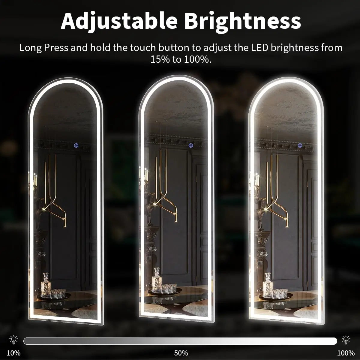 GOODNEST AURA | 63" Lighted Arch Floor Mirror
