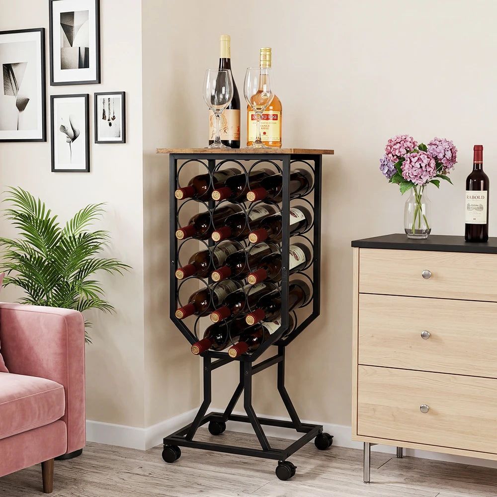 GOODNEST CARAFE | 12-Bottle Rolling Wine Rack