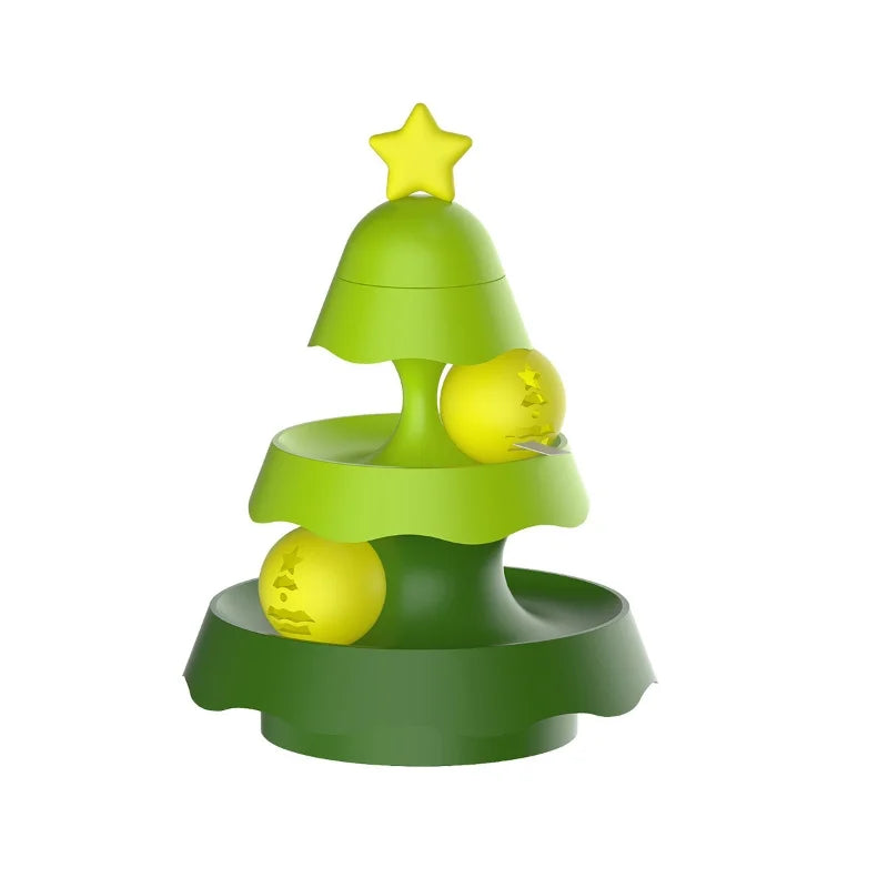 Multi-Functional Christmas Tree Cat Toy Luminous Ball Self-Play with Built-In Bell Ringing Sound Soothing Entertainment for Cats