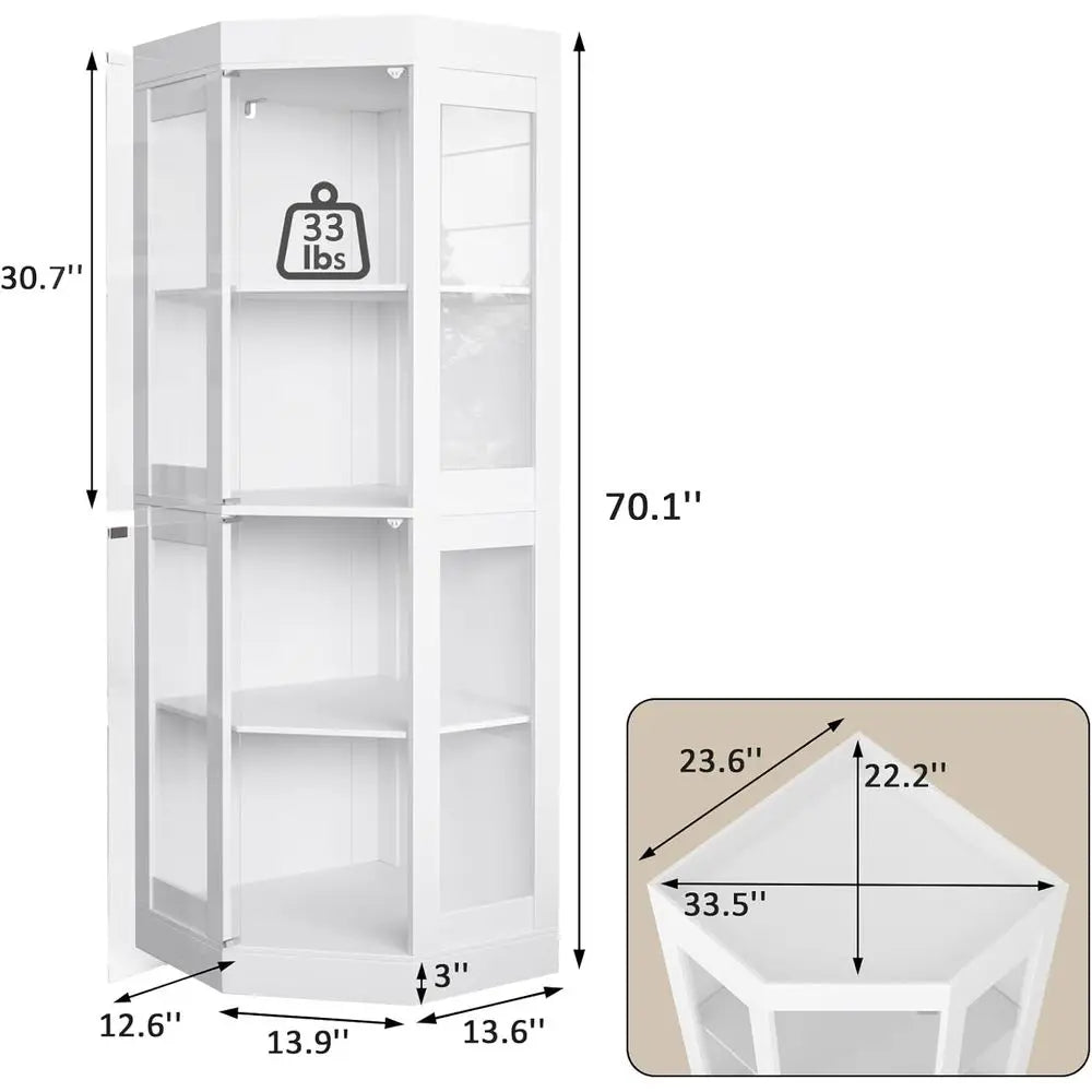 GOODNEST PANTRY | 70" Glass Door Display Cabinet