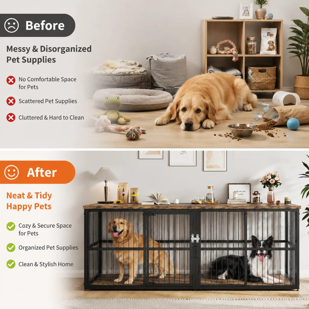 Twin 87" Double Dog Crate Console