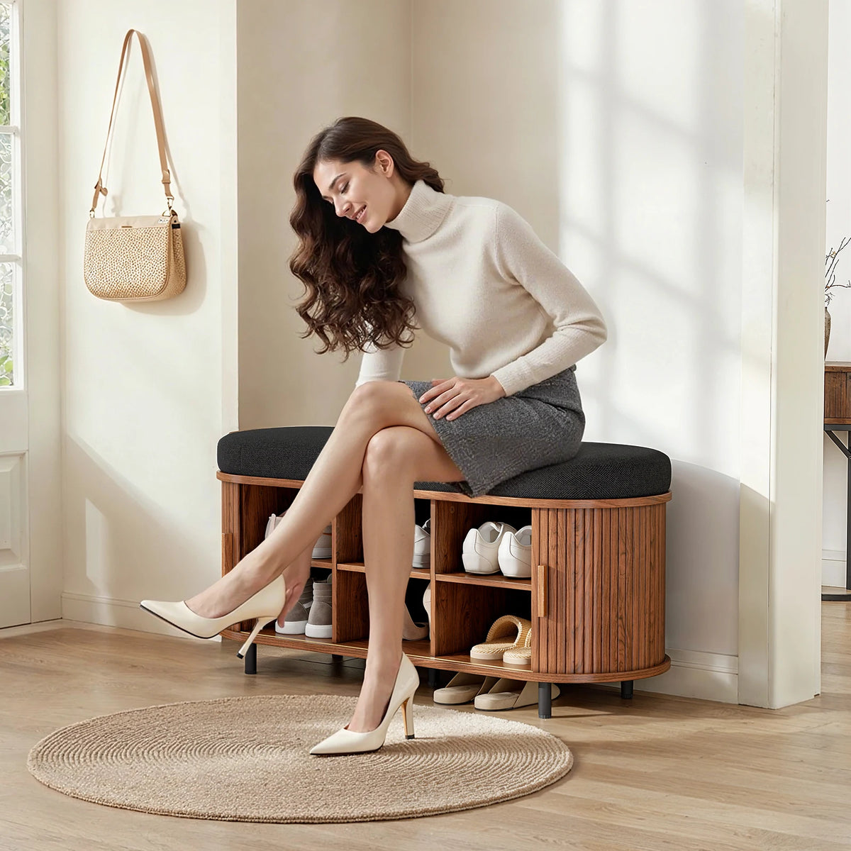 GOODNEST BENCH | Cushioned Shoe Storage Bench
