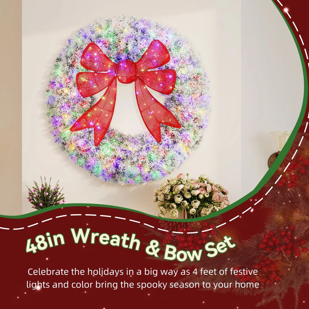 GOODNEST HOLLY | 48" Pre-Lit Flocked Wreath