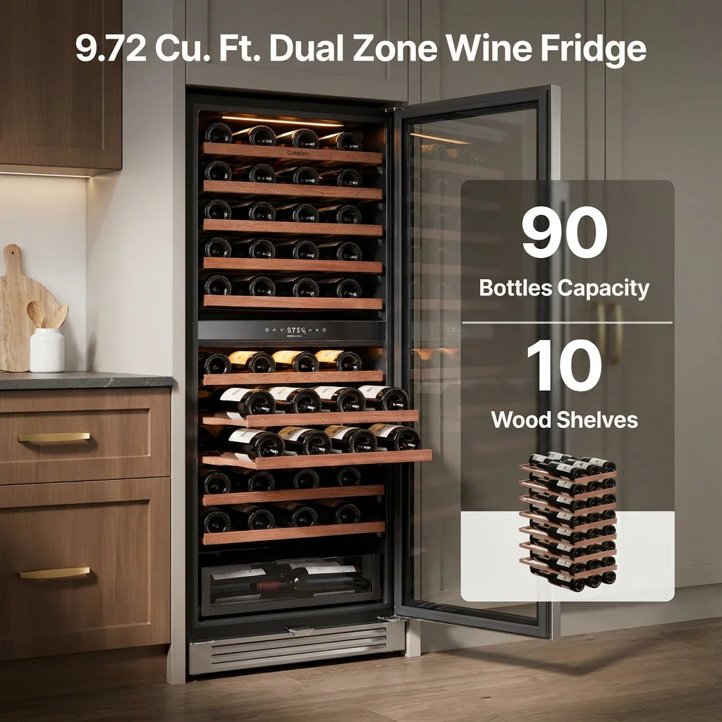 GOODNEST VAULT | 90-Bottle Dual-Zone Wine Fridge