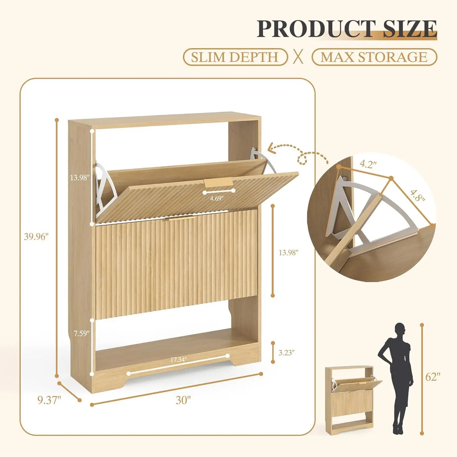 GOODNEST FLUTE | Fluted Flip-Drawer Shoe Cabinet