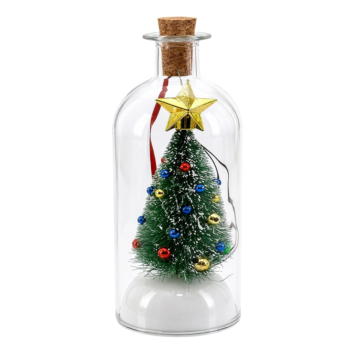 Christmas Tree Message Bottle Ornament Voice Record Snow Scene Resin Holiday Shelf Decor