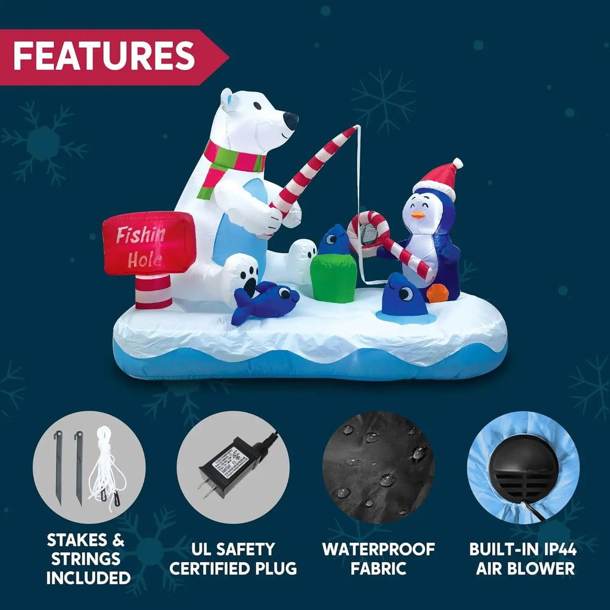Tundra 6ft Inflatable Penguin & Bear