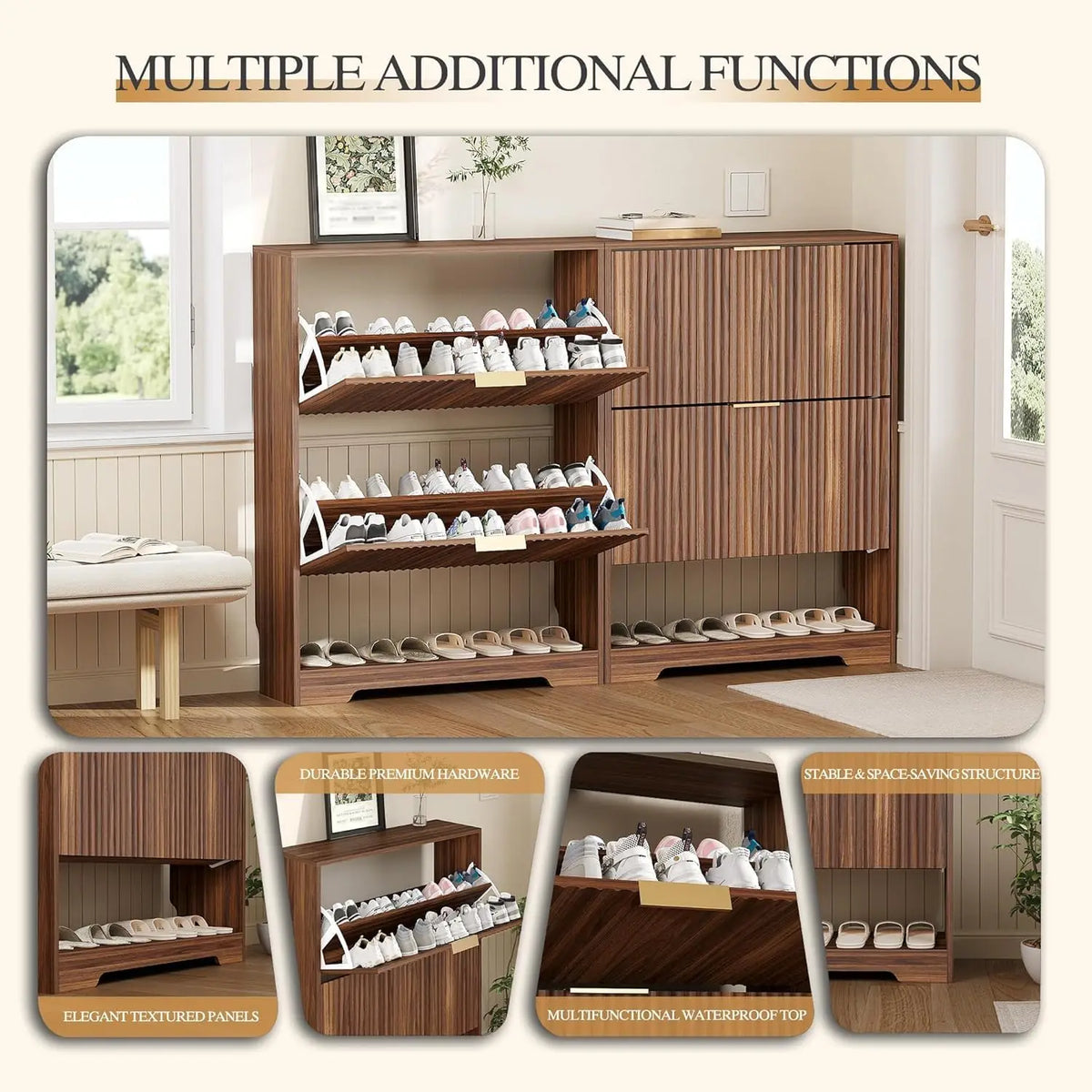 GOODNEST FLUTE | Fluted Flip-Drawer Shoe Cabinet