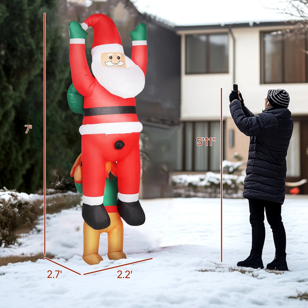 Chimney 7ft Hanging Inflatable Santa