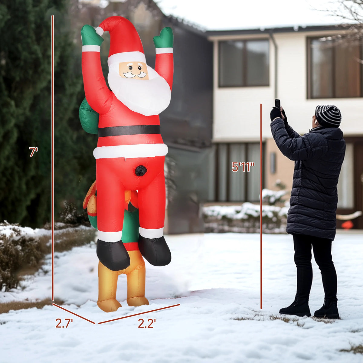 Chimney 7ft Hanging Inflatable Santa
