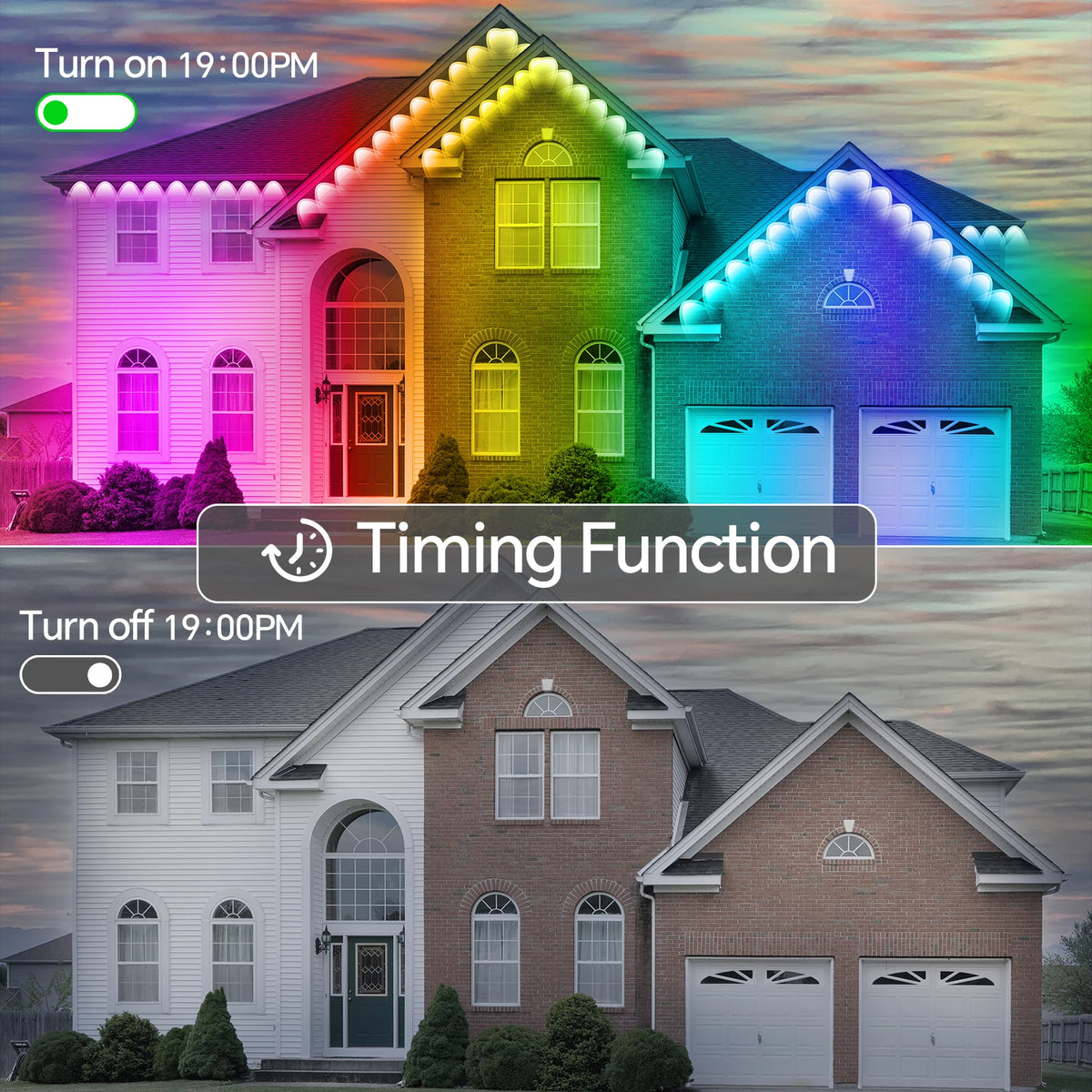 Gable 200ft Permanent RGB Eave Lights