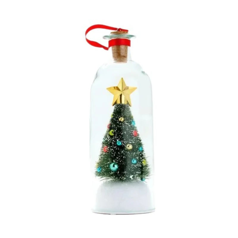 2026 New Recordable Christmas Tree Message Bottle Christmas Tree Ornaments Xmas Holiday Keepsake Snowy Scene in Nostalgic Bottle