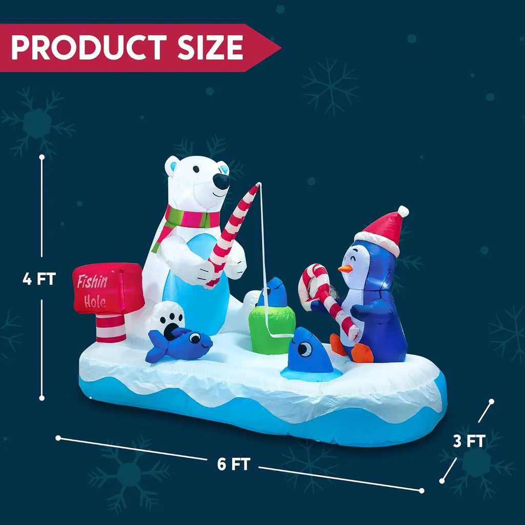 Tundra 6ft Inflatable Penguin & Bear