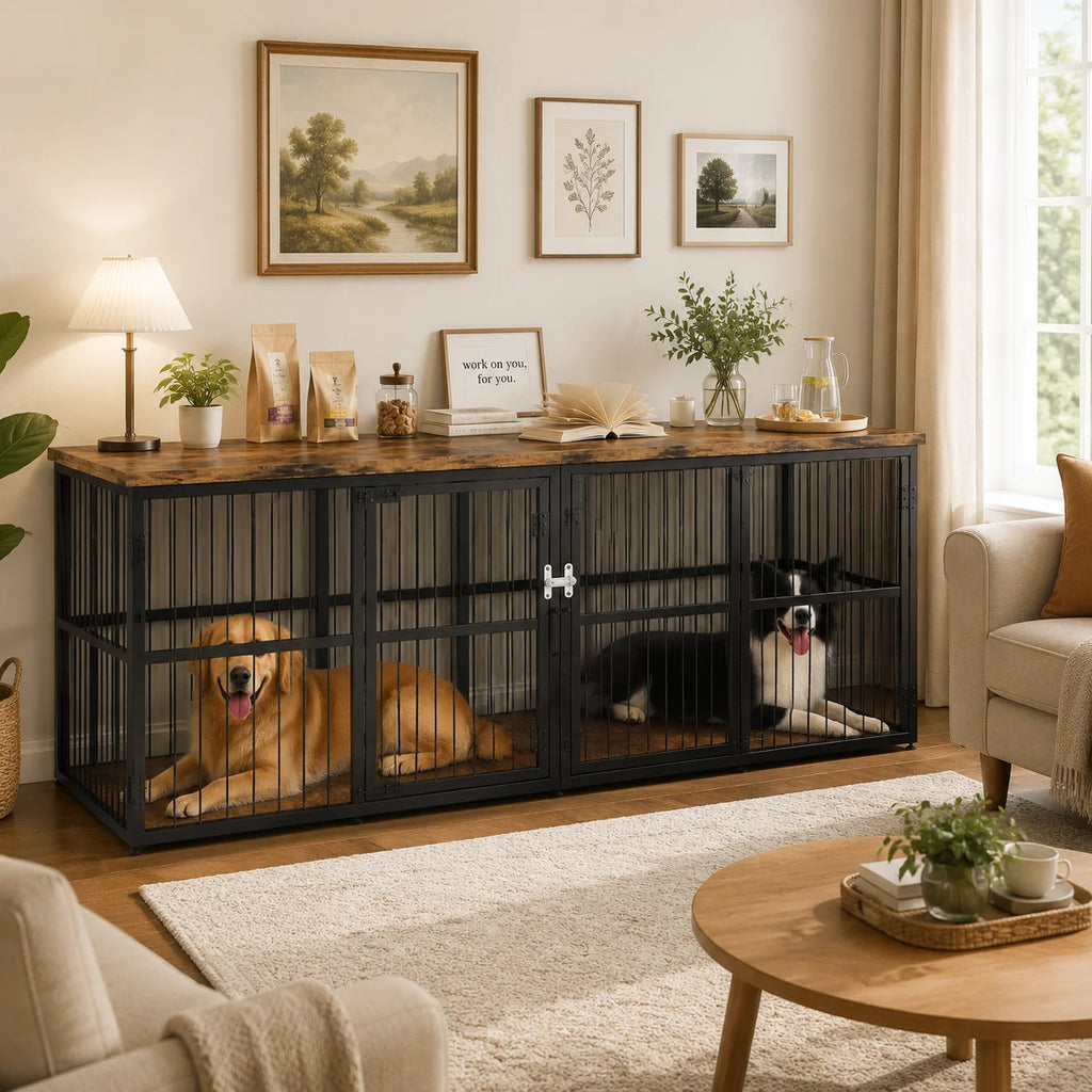 Twin 87" Double Dog Crate Console