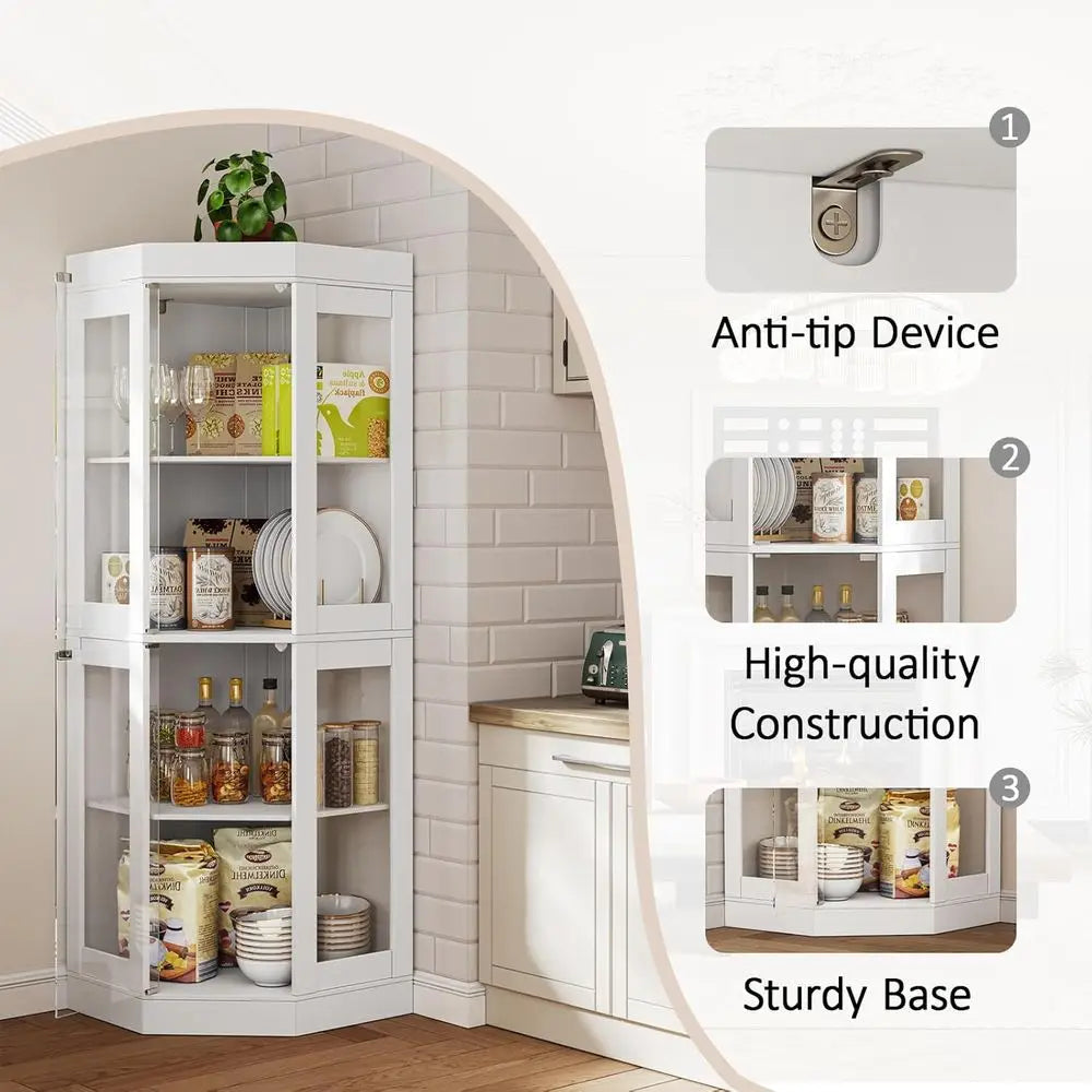 GOODNEST PANTRY | 70" Glass Door Display Cabinet